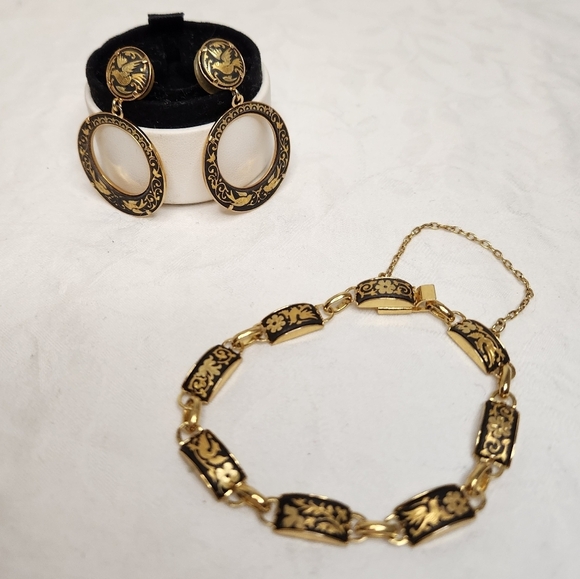 Damascene Earrings & Bracelet - Picture 1 of 7